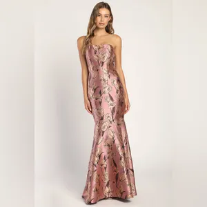 LULU’S Gowning Around Mauve Floral Jacquard Strapless Maxi Dress thumbnail 4