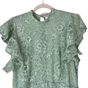Anthropologie Maeve Green Lace‎ Mini Dress Women’s Large Mock Neck Sleeveless thumbnail 5