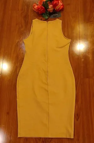 Shinestar Mustard Fitted Dress Large thumbnail 3
