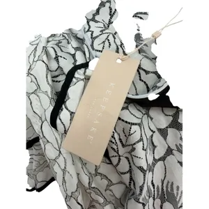 Keepsake the Label Encore Lace Ruffle Long Sleeve Mini Dress Ivory NWT XS thumbnail 9