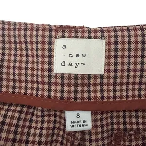 A New Day High Rise Houndstooth Wide Leg Trouser Burgundy Brown Academia Size 8 thumbnail 5
