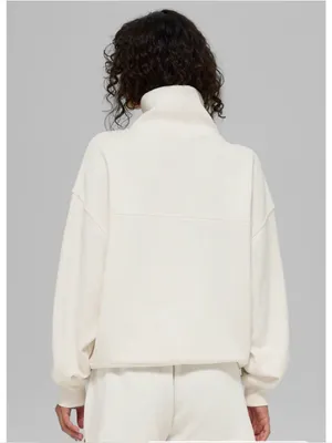 Alo Yoga Hazy Mock Neck Pullover Sweatshirt Small Ivory Oversized Lounge Cozy thumbnail 5