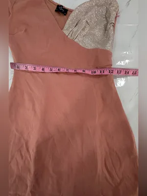 One-Shoulder Dusty Rose Mini Dress with Silver Sequin Bodice thumbnail 7