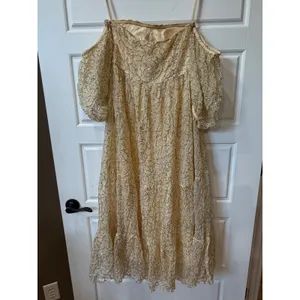 Verb by Pallavi Singhee Ninon Ivory Gold Sequin Tulle Midi Dress Small Fairy NWT thumbnail 8