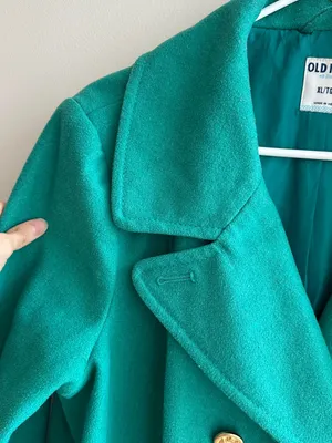 Old Navy Double Breasted Classic Wool Blend Pea Coat, Teal - Blue/Green, Size XL thumbnail 6