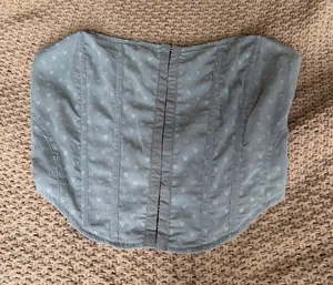 Kendall + Kylie Dusty Blue Corset Top thumbnail 1
