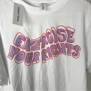 NWT Outdoor Voices Limited Edition Exercise Your Rights White Tee Size M thumbnail 8