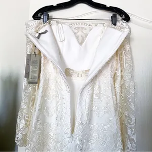BHLDN‎ Thurley Dress Emilia Lace Semi-Sheer Off-Shoulder Bridal Ivory 8 NWT thumbnail 10