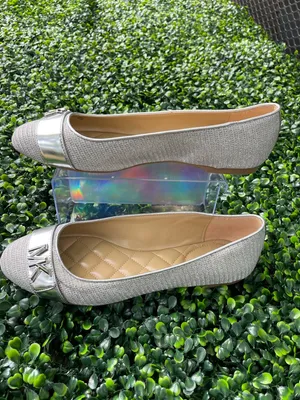 Michael Kors Silver Quilted-Trim Ballet Flats thumbnail 2
