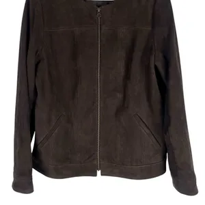 J. Jill Genuine Suede Leather Zip Jacket Walnut Brown Size S thumbnail 5