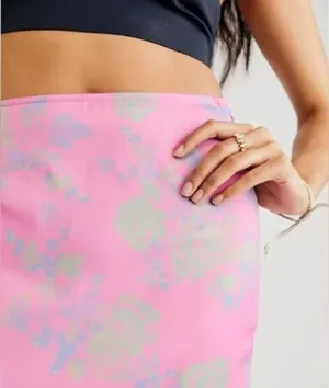 NWOT Free People Everything’s Rosie Midi Skirt Pink Combo thumbnail 4