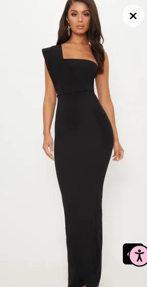 Pretty Little Thing Black One Shoulder Maxi Dress thumbnail 1