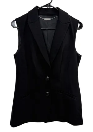 Trina Turk Vest Womens Size 6 Black Sleeveless Blazer Tailored Professional Top thumbnail 1
