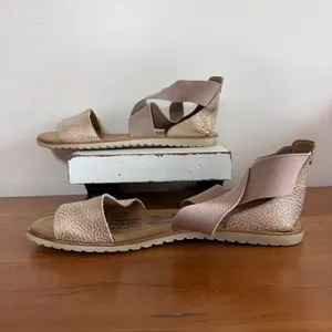Sorel Ella Sandal Rose Gold Metallic Leather‎ Elastic Cross Strap LL5344-664 9 thumbnail 3