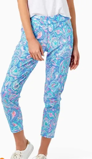 Lilly Pulitzer Luxletic Runaround Pants Zanzibar Blue Fish Kiss thumbnail 1