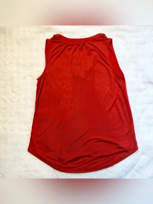 LOFT Loft Women’s Red Sleeveless Notch Neck Blouse Top Size Medium thumbnail 9