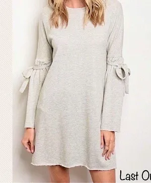 Oatmeal Sweater Dress Ties at the Elbow Sweatshirt Dress thumbnail 5