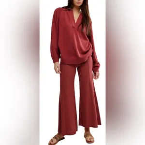 NEW Free People Drea Sweater & Flare Leg Pants Set - Dusty Rose, Sz M thumbnail 2