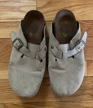 White Mountain Beige Suede Footbed Clogs thumbnail 1