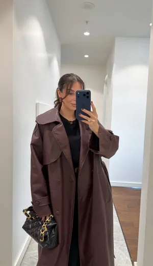  Burgundy Trench Coat thumbnail 8