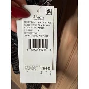 NWT AIDAN MATTOX Black Sequin Zebra Animal Bodycon Mini Dress Square Neck Sze 12 thumbnail 5