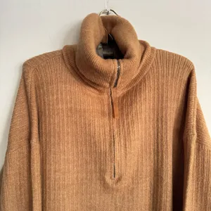 ASOS EDITION‎ Rib Knit Half Zip Oversized Turtleneck Collar Sweater Camel Size S thumbnail 3