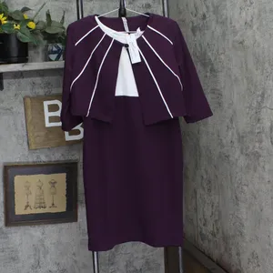 NWT Ny Collection Petite Two-Piece Dress Set with Jacket Plum Purple / White 10P thumbnail 4