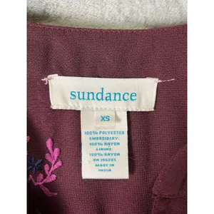 Sundance World Vision Embroidered 3/4 Sleeve Shift Tunic Dress Plum Boho XS thumbnail 5