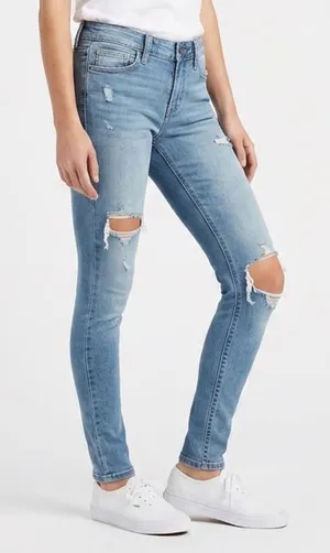 Hollister Low Rise Super Skinny Distressed Light Wash Jeans 00R thumbnail 1