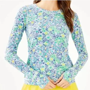 Lilly Pulitzer Luxletic Renay Sunguard Long Sleeve Top SMALL UPF 50+ Floral thumbnail 1