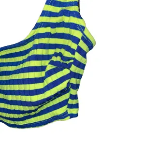 Xhilaration Ribbed Crop Tank XS Neon Stripe Blue Yellow Bralette‎ Top Stretch thumbnail 2
