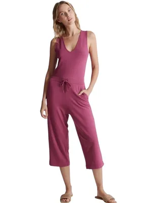 NWT Quince French Terry Modal Jumpsuit Rose Stretchy Size Small thumbnail 11