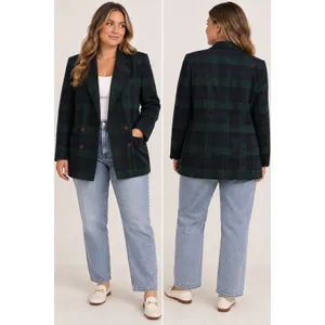 Gant Green Blue Plaid Wool Blend Blazer Vintage Preppy Acadamia Womens Large thumbnail 2