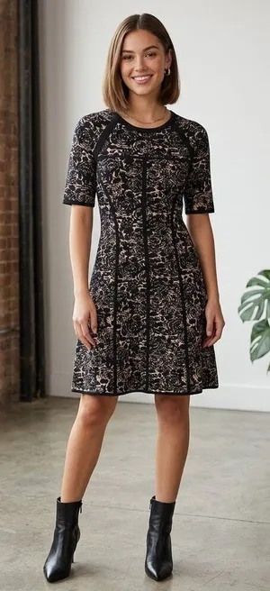 Taylor size M abstract floral short sleeve sweater dress. thumbnail 1