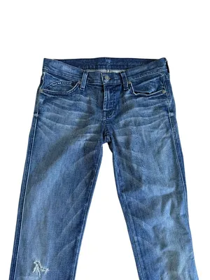 7 FOR ALL MANKIND Straight Peg Blue Pocketed Jeans Size 26 thumbnail 2