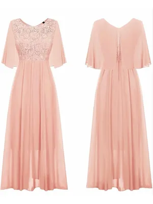 NEW Pink Wedding Guest Cocktail Formal Cape Ruffle Long Maxi Dress XL thumbnail 7