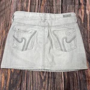 Citizens Of Humanity Boho #370 Stretch Denim Gray Mini Skirt Sz 25 Embroidered‎ thumbnail 2