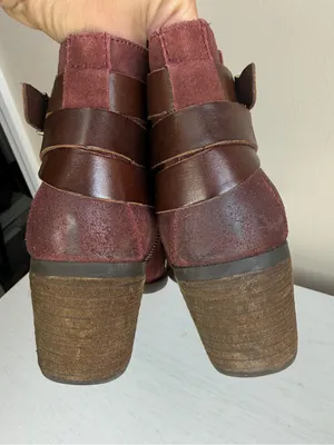 Børn Payton Burgundy Suede Dark Leather Strappy Ankle Booties Sz 9 thumbnail 4