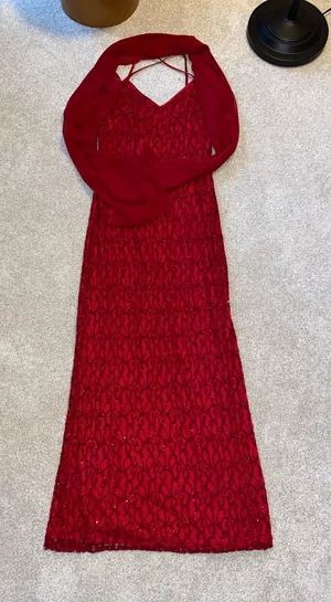Nordstrom Reggio 90s Vintage Women Sequin Red Formal Dress Side Slit Size 4 thumbnail 1
