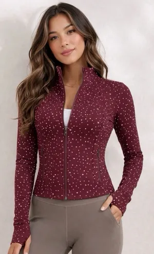 Lululemon NWT Define Cropped Nulu Fill Zip Jacket Heart Scatter Dot Print Size 8 thumbnail 1