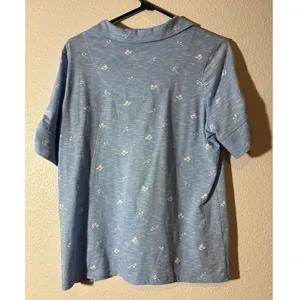 Coral Bay Womens Size M Light Blue Golf Cart Clubs Print Short Sleeve Polo Shirt thumbnail 3