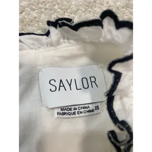 SAYLOR Ivory Mini Dress with Black Floral Embroidery Size XS 100% Cotton thumbnail 10