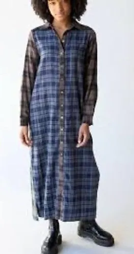 Natural Life Esme maxi dress multicolored plaid 100% cotton‎ womens size medium thumbnail 1