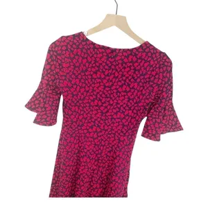 Lark & Ro Red Floral Ruffle Sleeve Fit And Flare‎ Knee Length Dress Sz 0 thumbnail 7