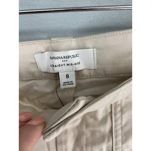 Banana Republic Womens Straight Pant Mid-Rise Twill Beige 8 thumbnail 5