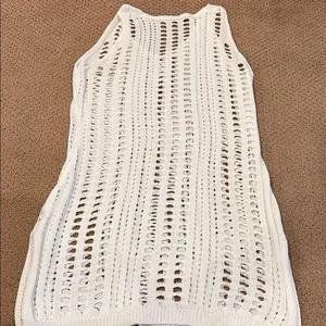 Sulozom Women’s White Crochet Swimsuit Cover Up Tassel V-Neck Size S thumbnail 6