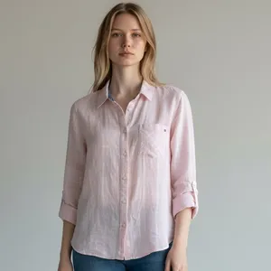 Tommy Hilfiger Pink Textured Button Down Shirt – Women’s Medium thumbnail 2