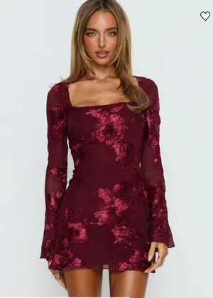 Princess Polly Better Love Long Sleeve Mini Dress Floral thumbnail 1