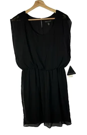 City Triangles Black Short Sleeve‎ Fit & Flare Mini Dress L thumbnail 1