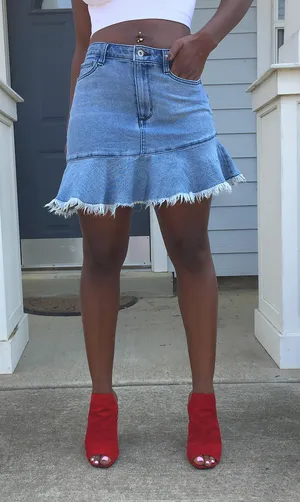 Arizona Vintage Style Asymmetrical Denim Skirt thumbnail 1